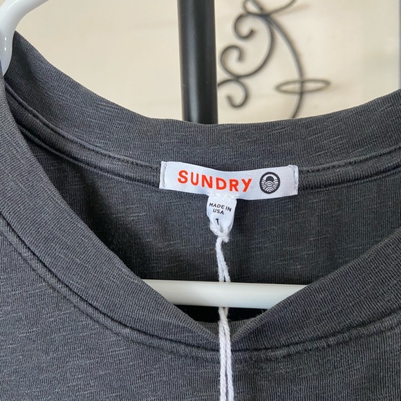 NWT Sundry Slub Mini Dress Size 1 (Small) Pigment Charcoal Gray - Picture 3 of 9